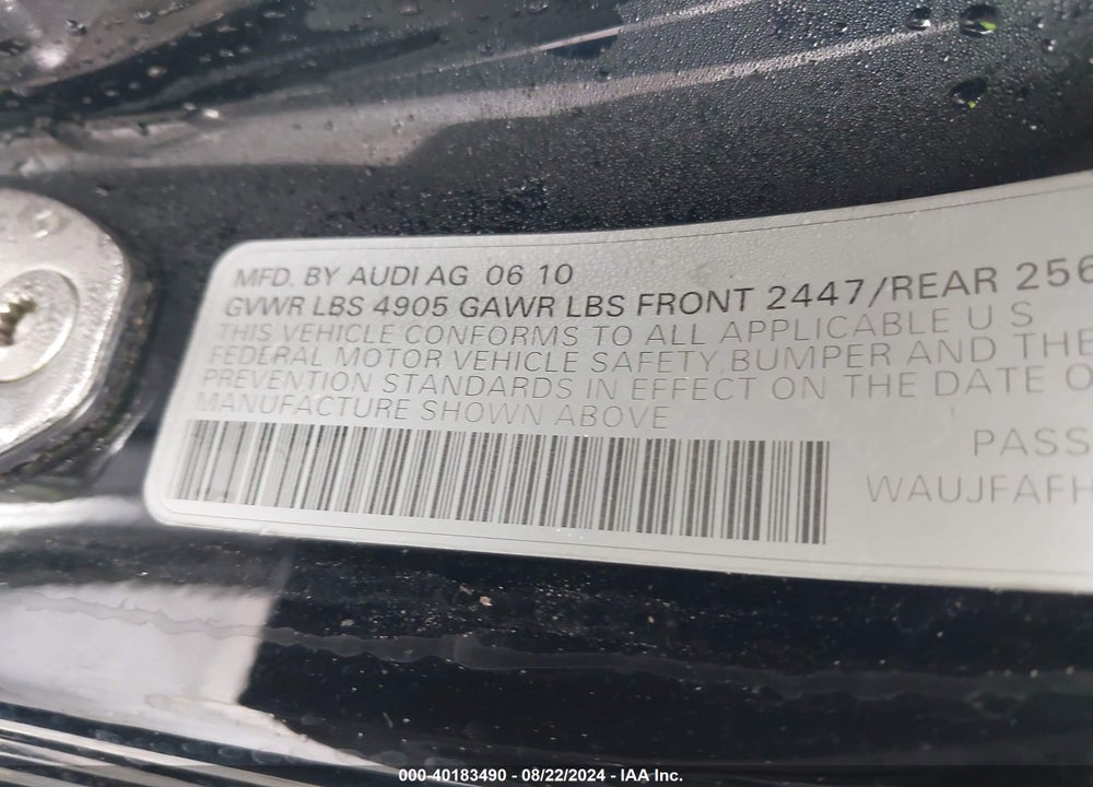 2011 AUDI A5 2.0T PREMIUM VIN: WAUJFAFH4BN000883