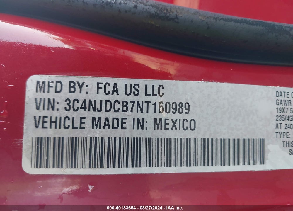 2022 JEEP COMPASS (RED) EDITION 4X4 VIN: 3C4NJDCB7NT160989