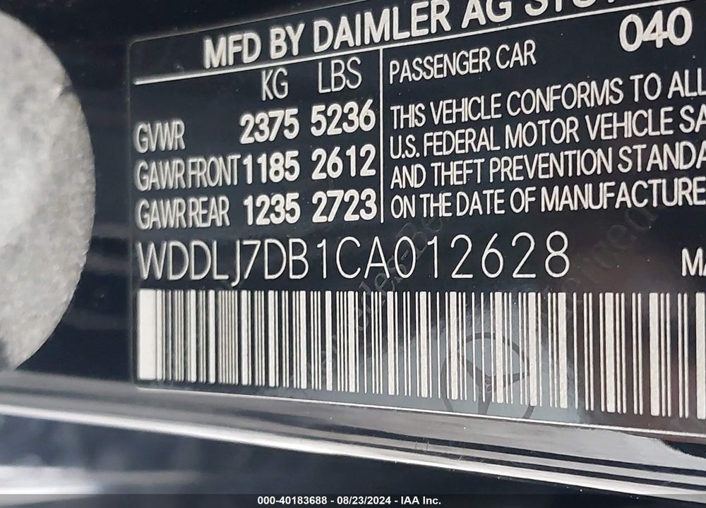 2012 MERCEDES-BENZ CLS 550 VIN: WDDLJ7DB1CA012628