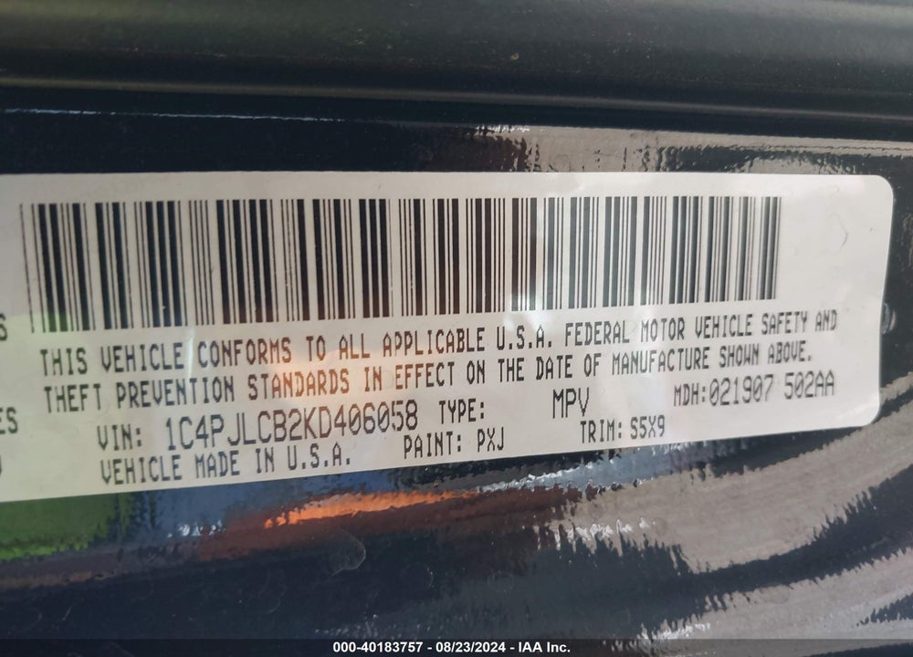 2019 JEEP CHEROKEE LATITUDE FWD VIN: 1C4PJLCB2KD406058