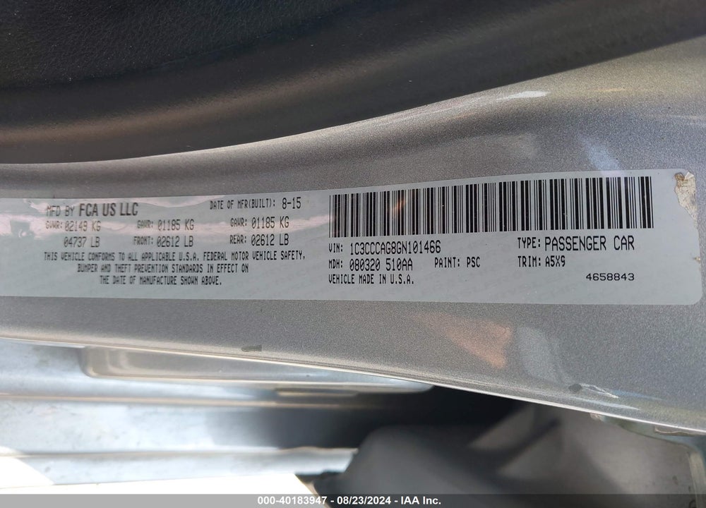 2016 CHRYSLER 200 LIMITED VIN: 1C3CCCAG8GN101466