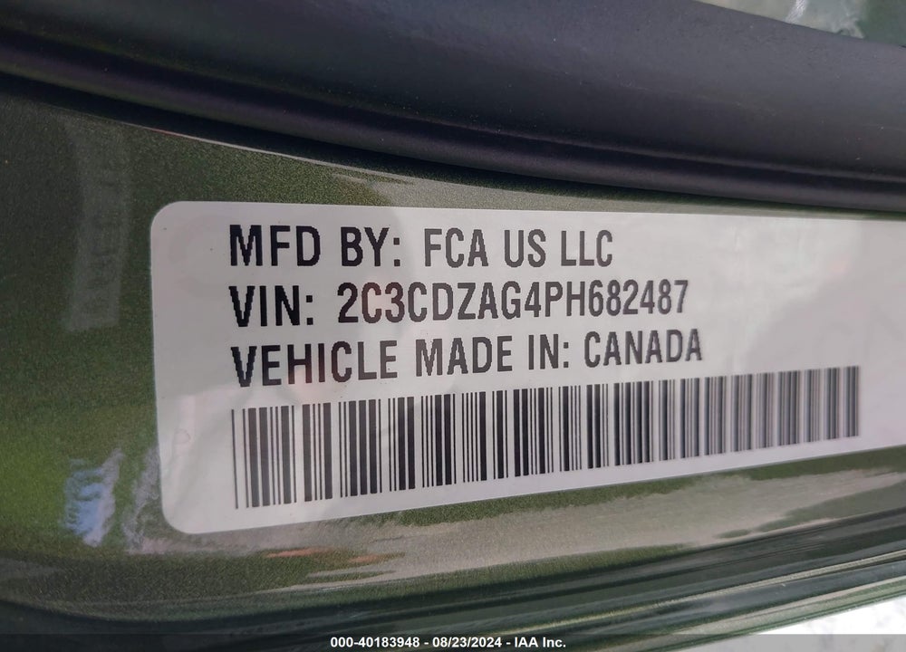 2023 DODGE CHALLENGER SXT VIN: 2C3CDZAG4PH682487