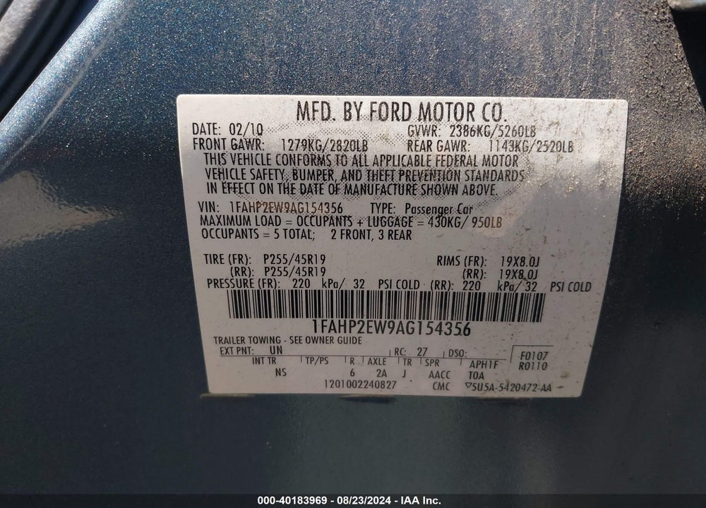 2010 FORD TAURUS SEL VIN: 1FAHP2EW9AG154356