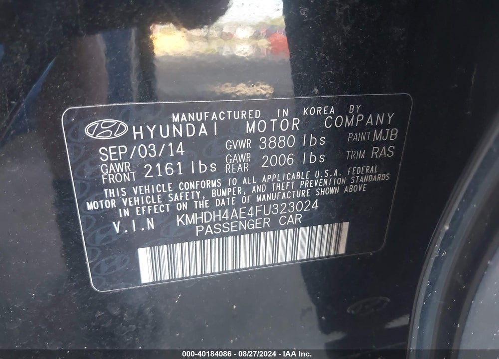 2015 HYUNDAI ELANTRA LIMITED VIN: KMHDH4AE4FU323024