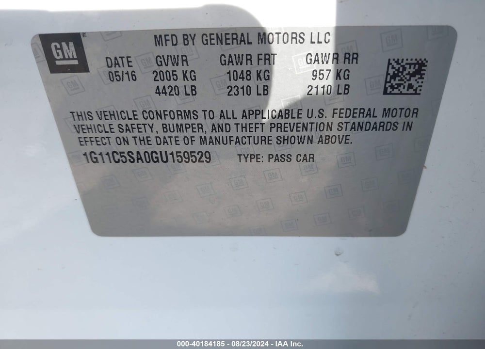 2016 CHEVROLET MALIBU LIMITED VIN: 1G11C5SA0GU159529
