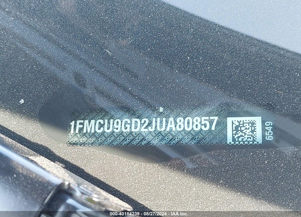 2018 FORD ESCAPE SE VIN: 1FMCU9GD2JUA80857