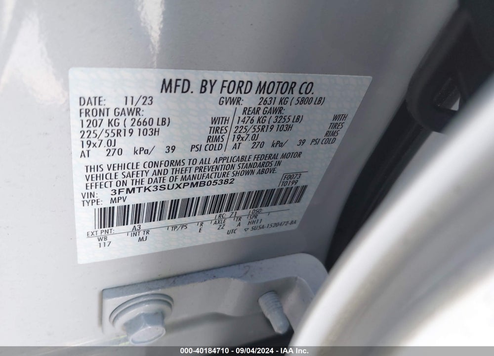2023 FORD MUSTANG MACH-E PREMIUM VIN: 3FMTK3SUXPMB05382