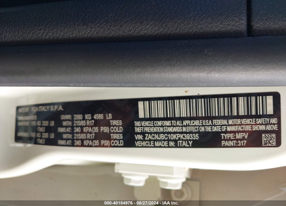 2019 JEEP RENEGADE TRAILHAWK 4X4 VIN: ZACNJBC10KPK39335
