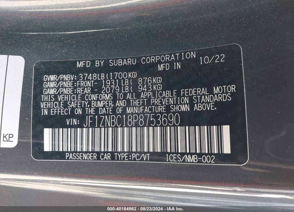 2023 TOYOTA GR86 VIN: JF1ZNBC18P8753690