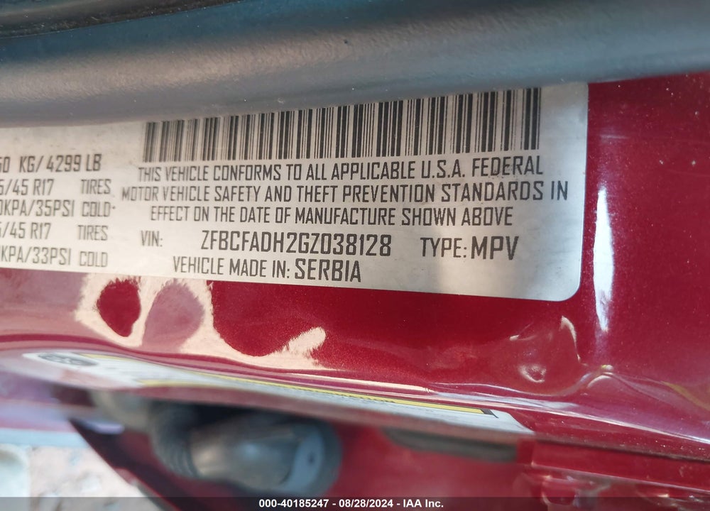 2016 FIAT 500L TREKKING VIN: ZFBCFADH2GZ038128