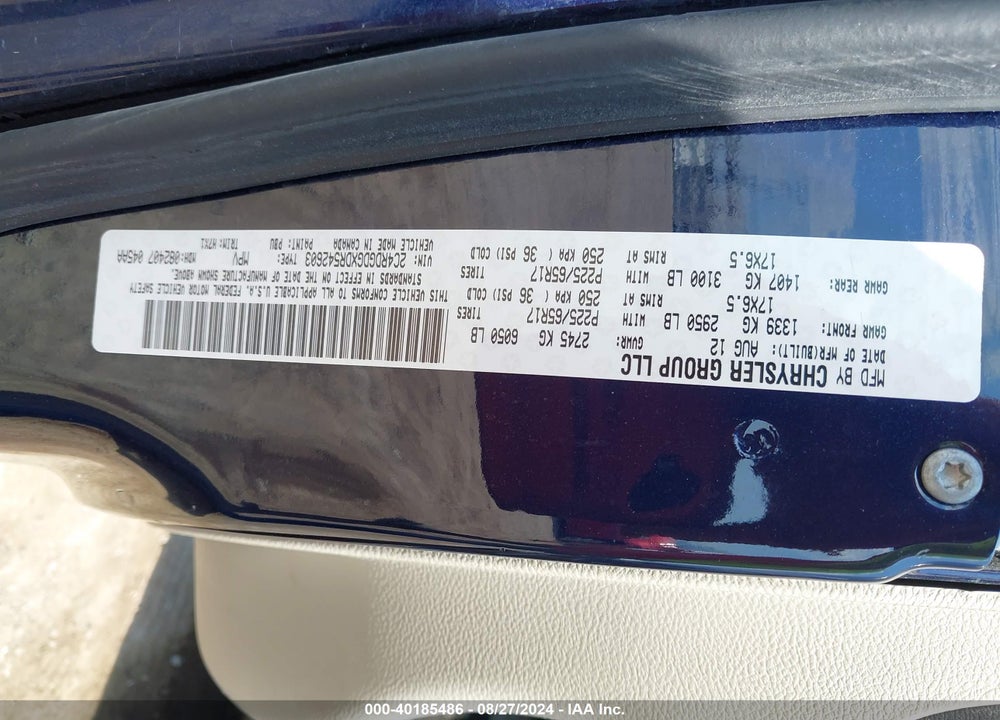 2013 DODGE GRAND CARAVAN VIN: 2C4RDGDGXDR542603