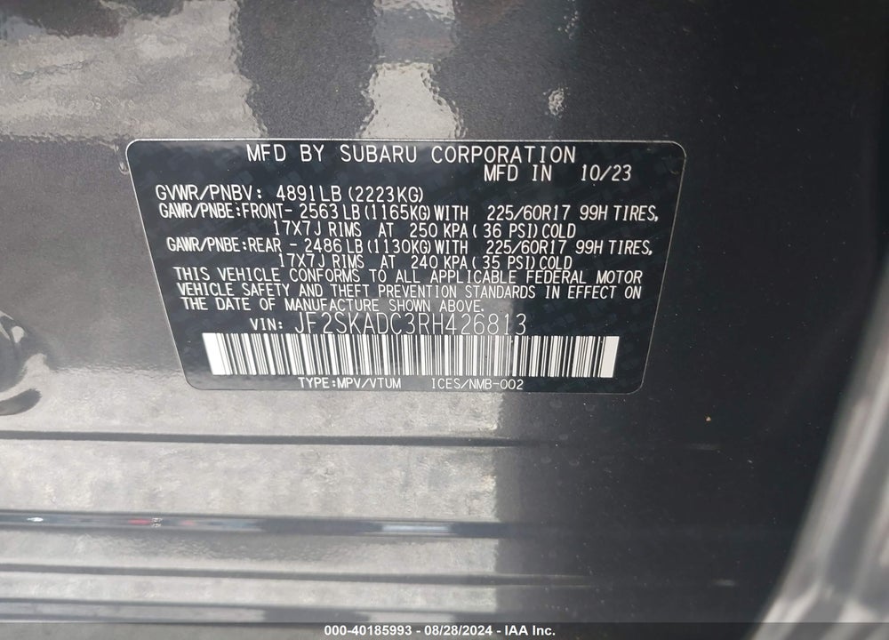 2024 SUBARU FORESTER PREMIUM VIN: JF2SKADC3RH426813