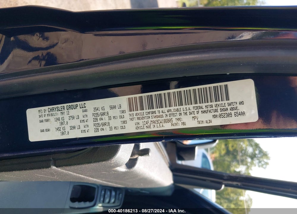 2012 JEEP LIBERTY SPORT VIN: 1C4PJMAK9CW186805