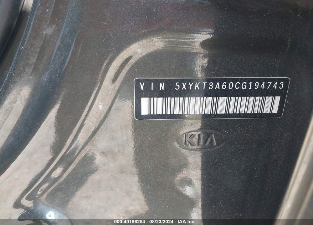 2012 KIA SORENTO LX VIN: 5XYKT3A60CG194743