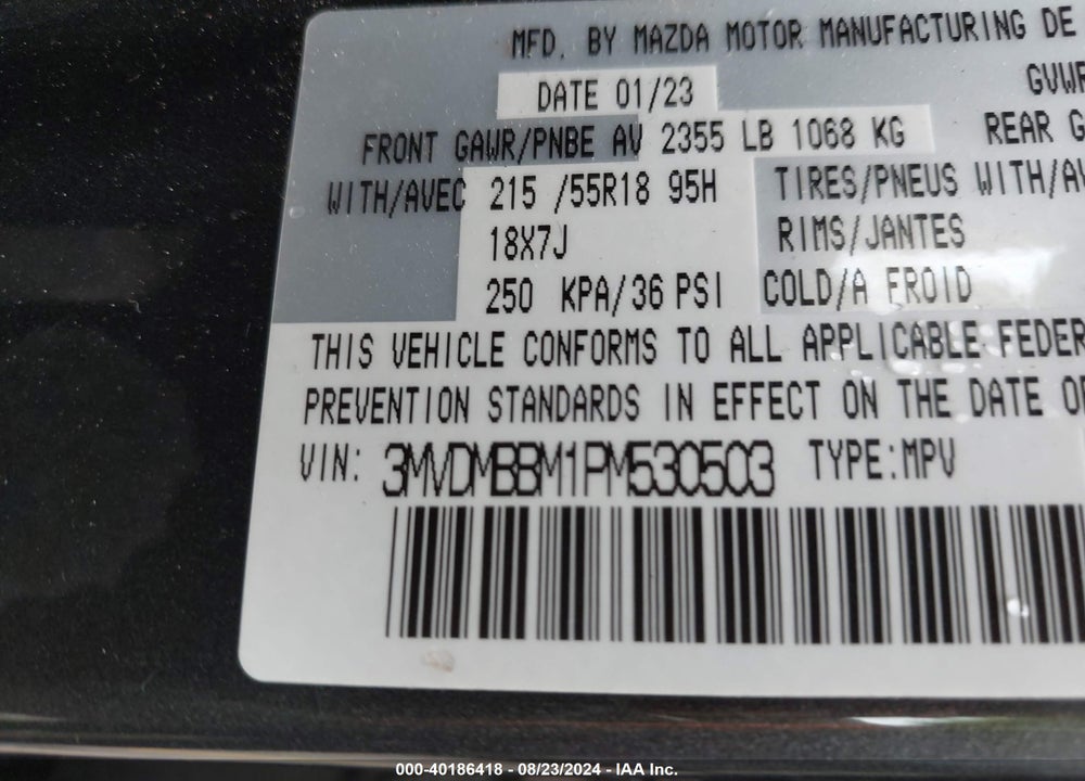 2023 MAZDA CX-30 2.5 S SELECT VIN: 3MVDMBBM1PM530503