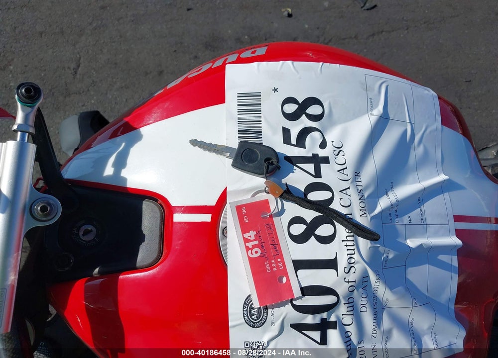 2015 DUCATI MONSTER 821 VIN: ZDM1RBTS2FB015832