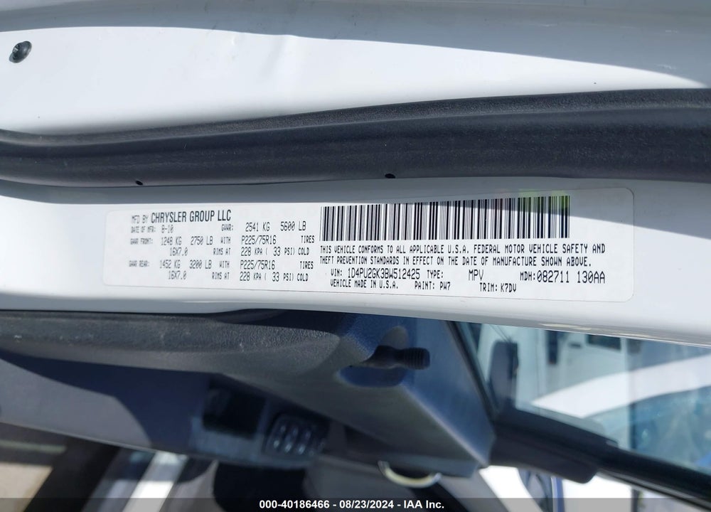 2011 DODGE NITRO SE VIN: 1D4PU2GK3BW512425