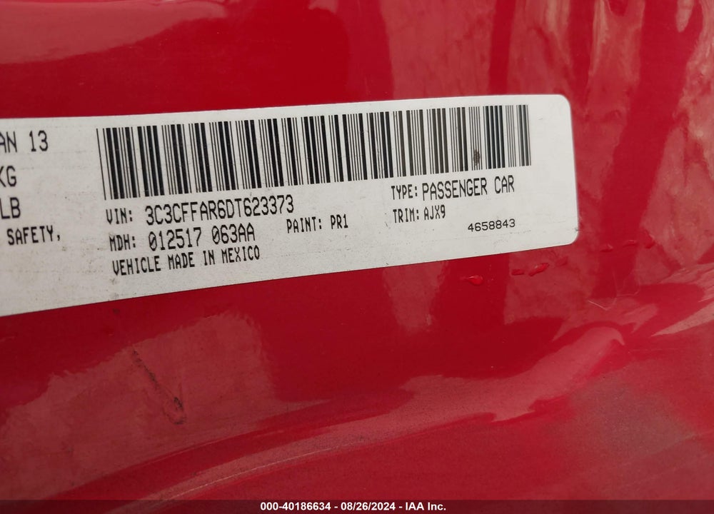 2013 FIAT 500 POP VIN: 3C3CFFAR6DT623373