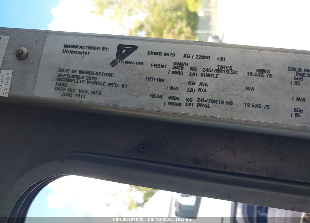 2013 FORD F-59 COMMERCIAL STRIPPED VIN: 1F66F5KY1D0A13308