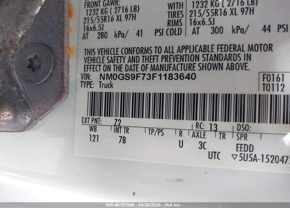 2015 FORD TRANSIT CONNECT XLT VIN: NM0GS9F73F1183640