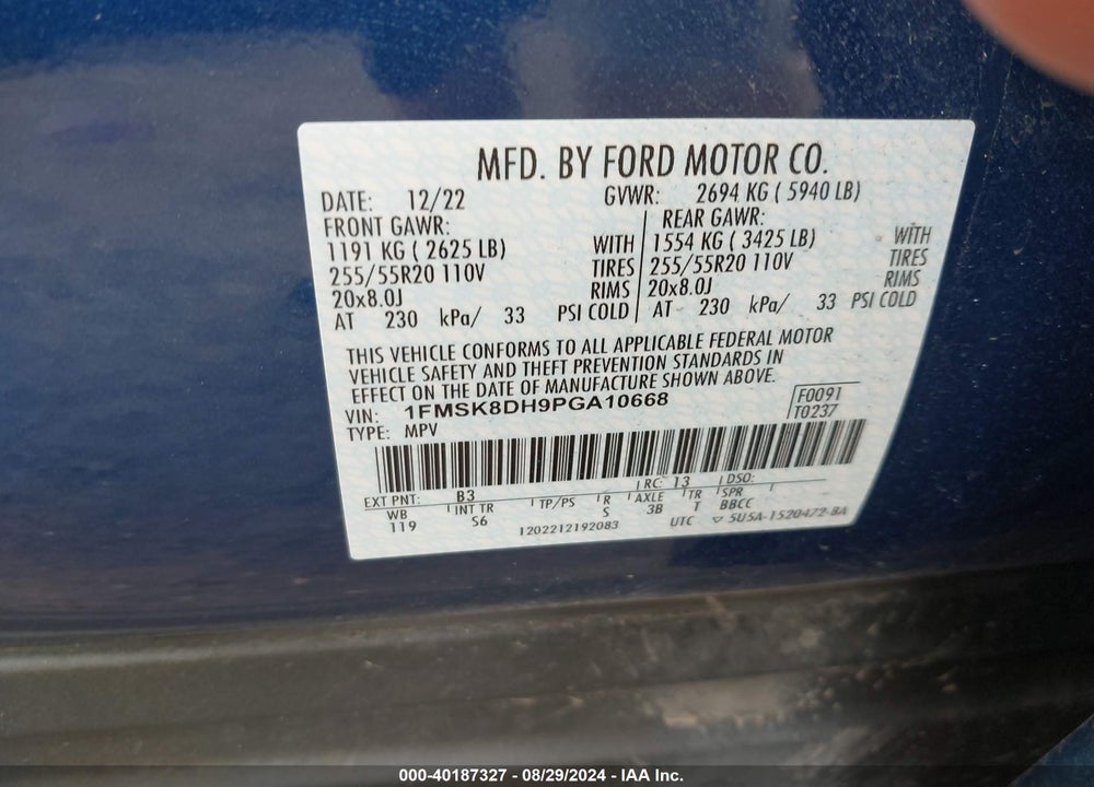 2023 FORD EXPLORER XLT VIN: 1FMSK8DH9PGA10668