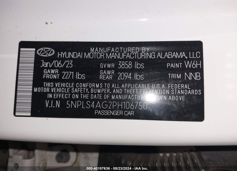 2023 HYUNDAI ELANTRA SEL VIN: 5NPLS4AG2PH106750