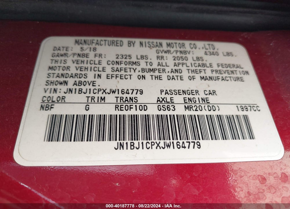 2018 NISSAN ROGUE SPORT S VIN: JN1BJ1CPXJW164779