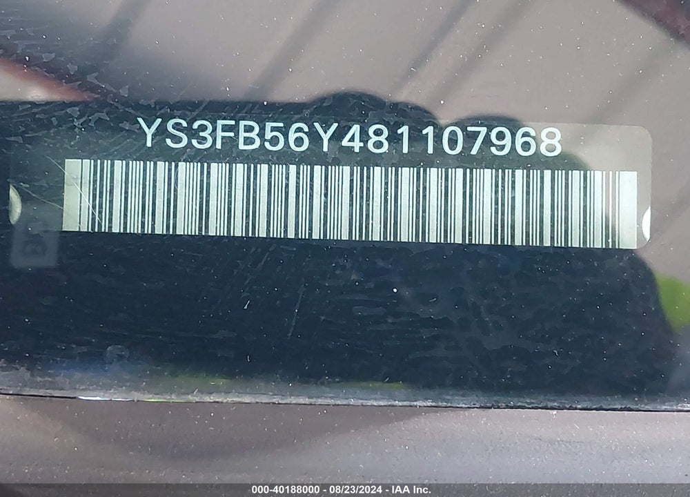 2008 SAAB 9-3 2.0T VIN: YS3FB56Y481107968