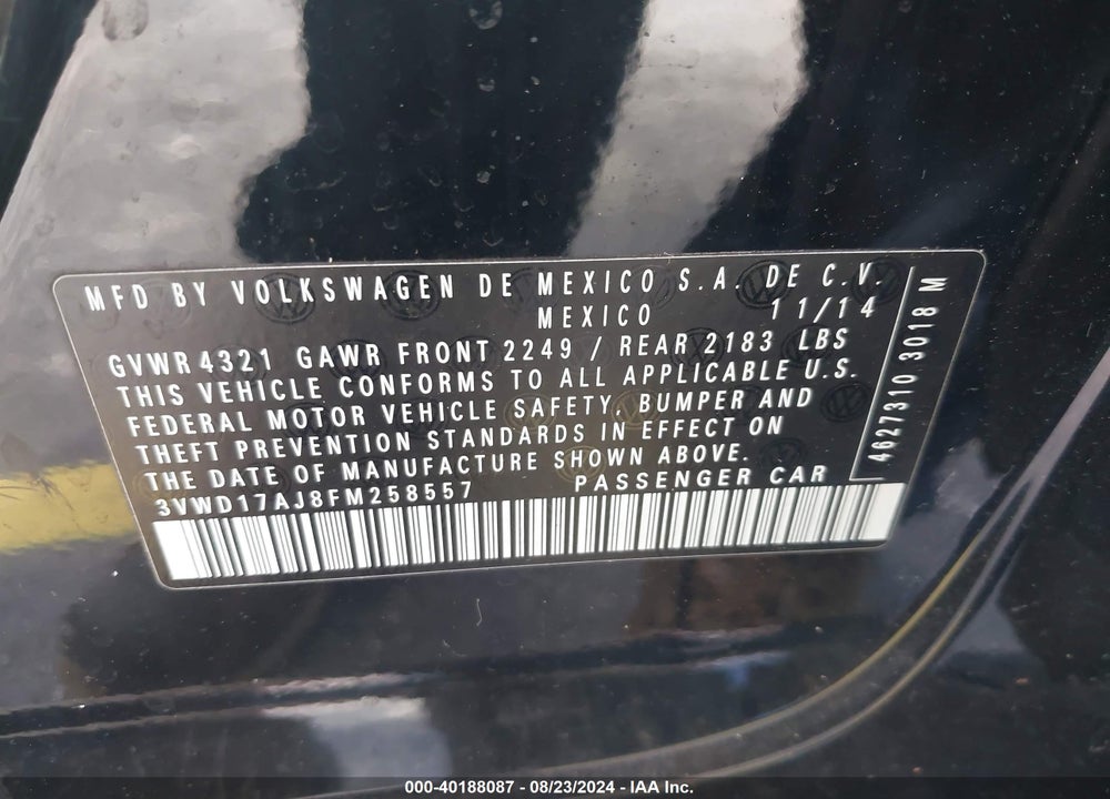 2015 VOLKSWAGEN JETTA 1.8T SE VIN: 3VWD17AJ8FM258557