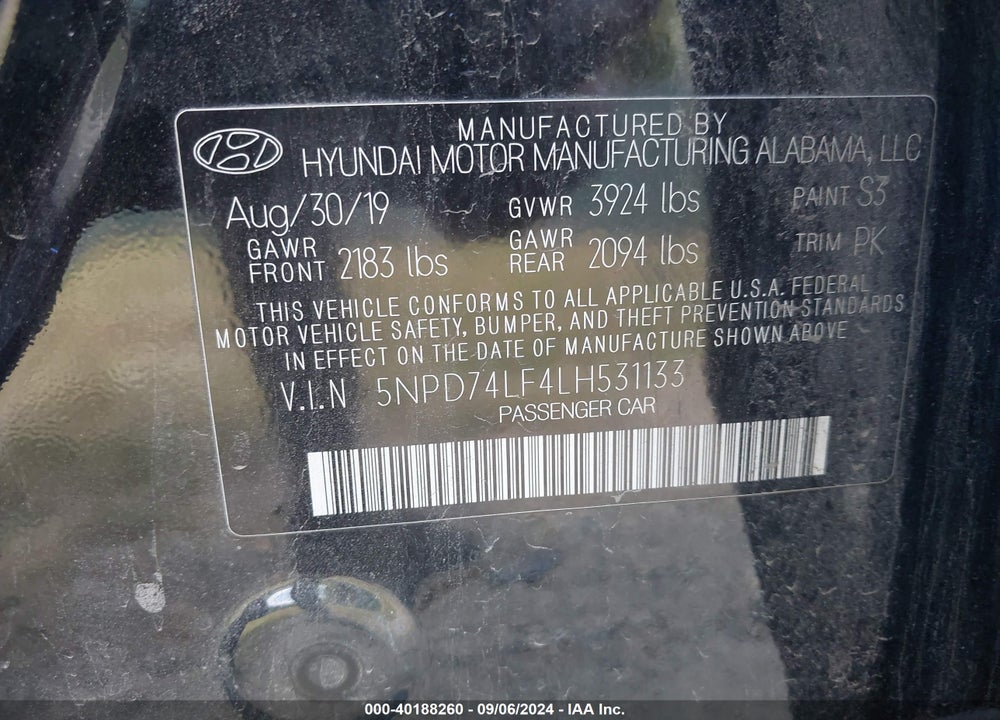 2020 HYUNDAI ELANTRA SE VIN: 5NPD74LF4LH531133
