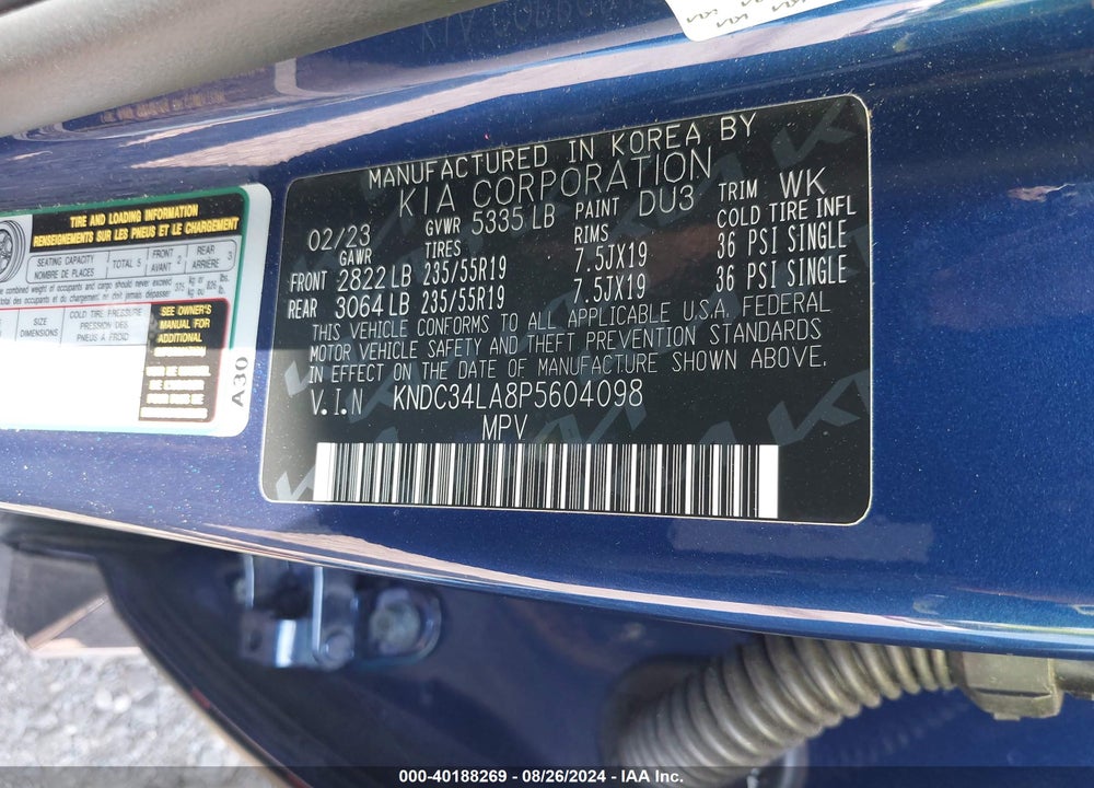 2023 KIA EV6 WIND VIN: KNDC34LA8P5604098