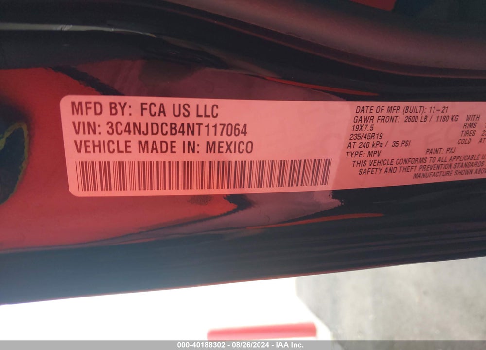 2022 JEEP COMPASS HIGH ALTITUDE 4X4 VIN: 3C4NJDCB4NT117064