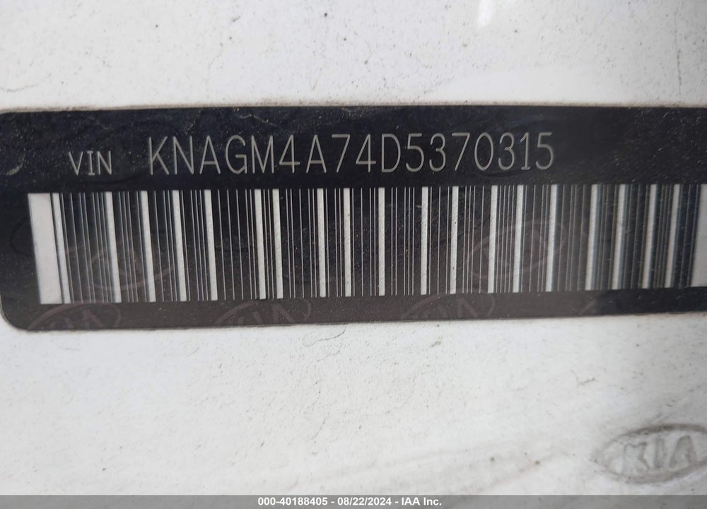 2013 KIA OPTIMA LX VIN: KNAGM4A74D5370315
