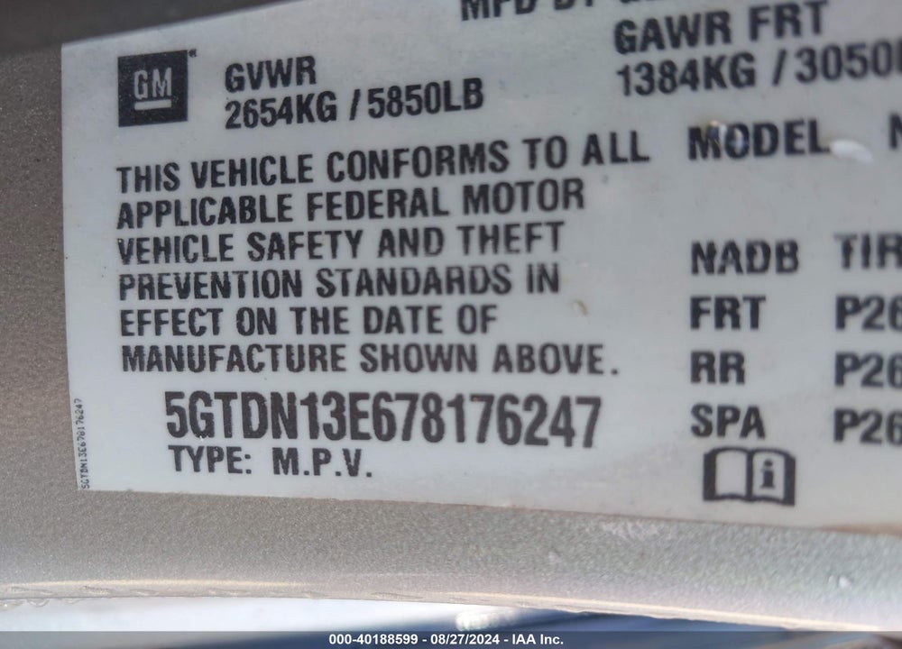 2007 HUMMER H3 SUV VIN: 5GTDN13E678176247