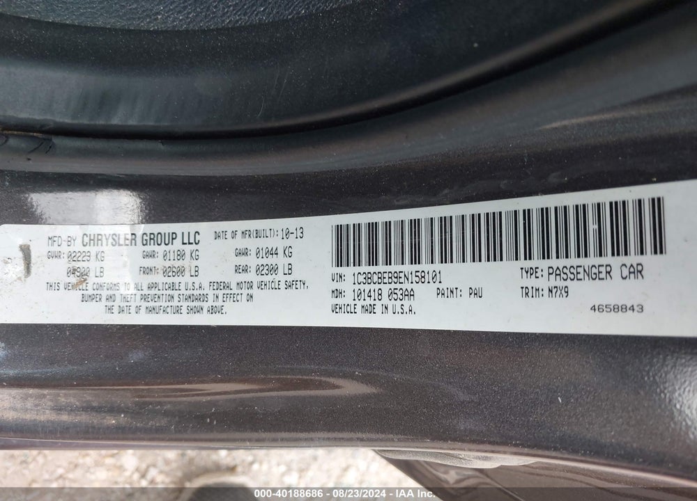 2014 CHRYSLER 200 VIN: 1C3BCBEB9EN158101