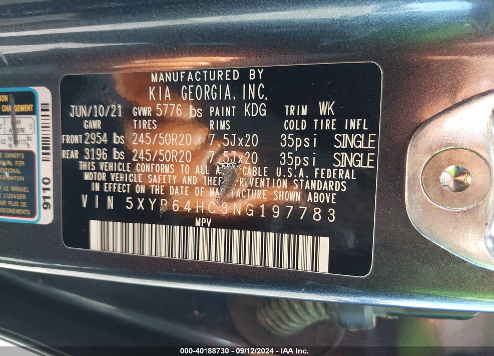 2022 KIA TELLURIDE S VIN: 5XYP64HC3NG197783