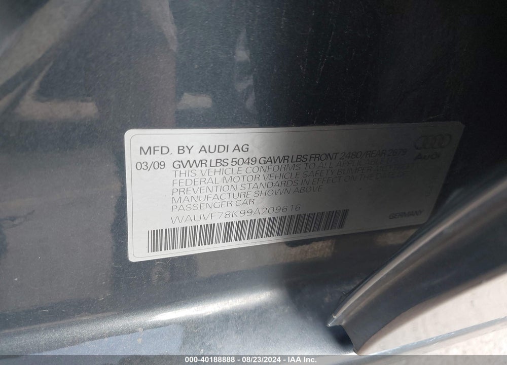 2009 AUDI A4 2.0T AVANT VIN: WAUVF78K99A209616