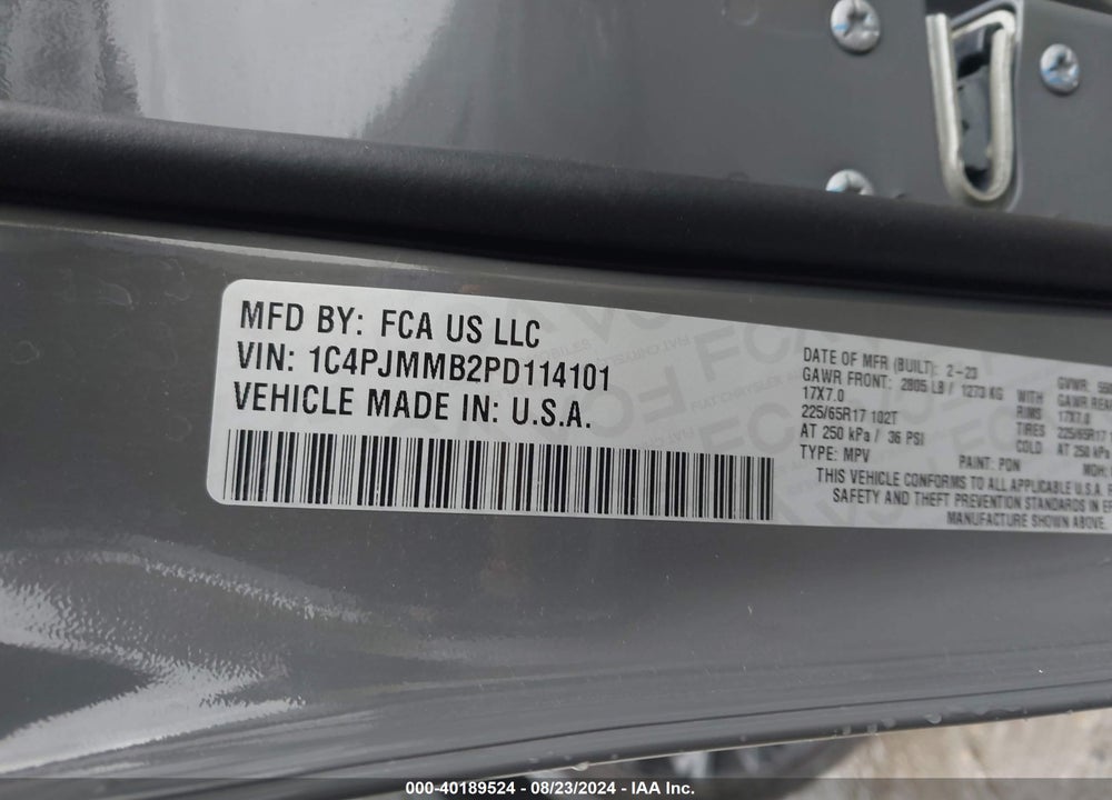 2023 JEEP CHEROKEE ALTITUDE LUX 4X4 VIN: 1C4PJMMB2PD114101