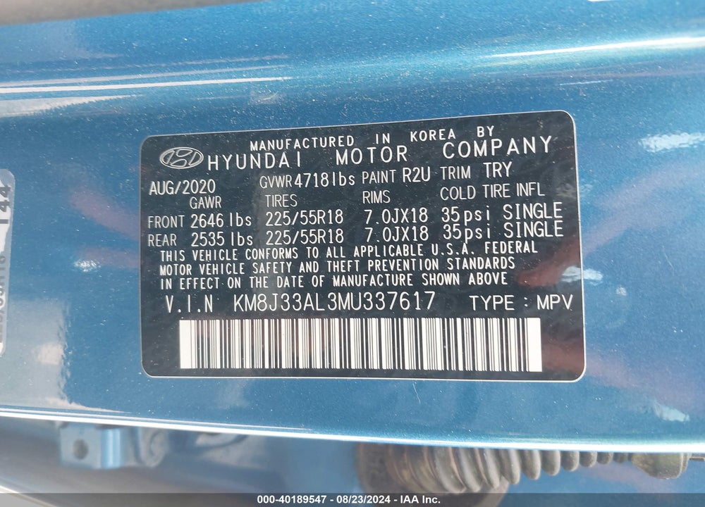 2021 HYUNDAI TUCSON VIN: KM8J33AL3MU337617