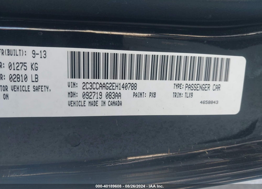 2014 CHRYSLER 300 VIN: 2C3CCAAG2EH140788