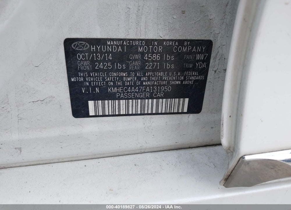 2015 HYUNDAI SONATA HYBRID LIMITED VIN: KMHEC4A47FA131950