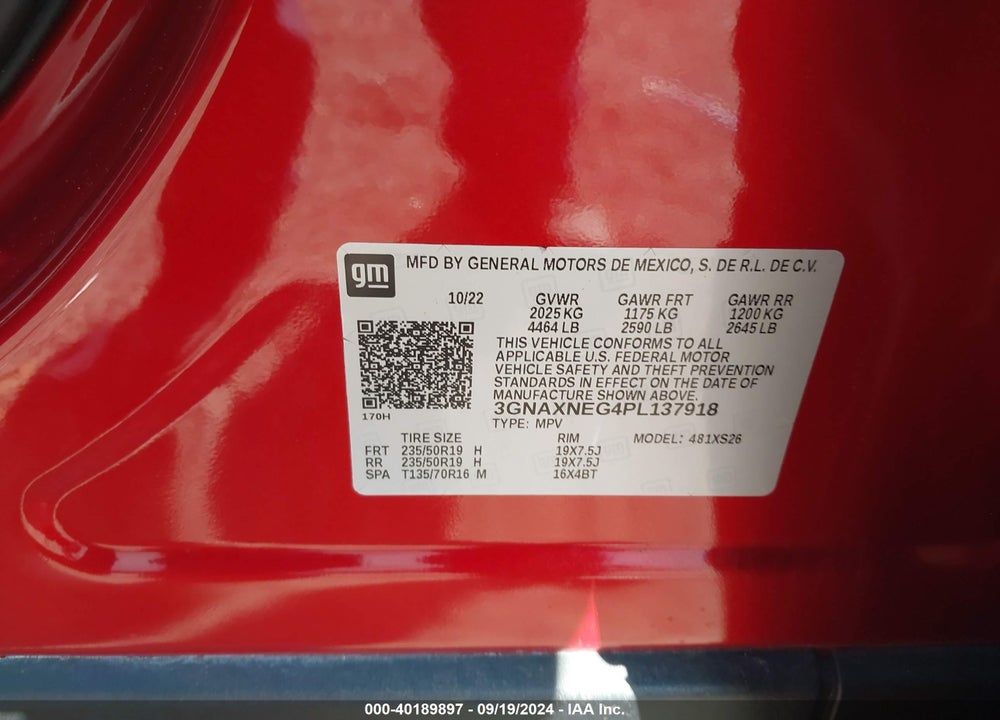 2023 CHEVROLET EQUINOX FWD PREMIER VIN: 3GNAXNEG4PL137918