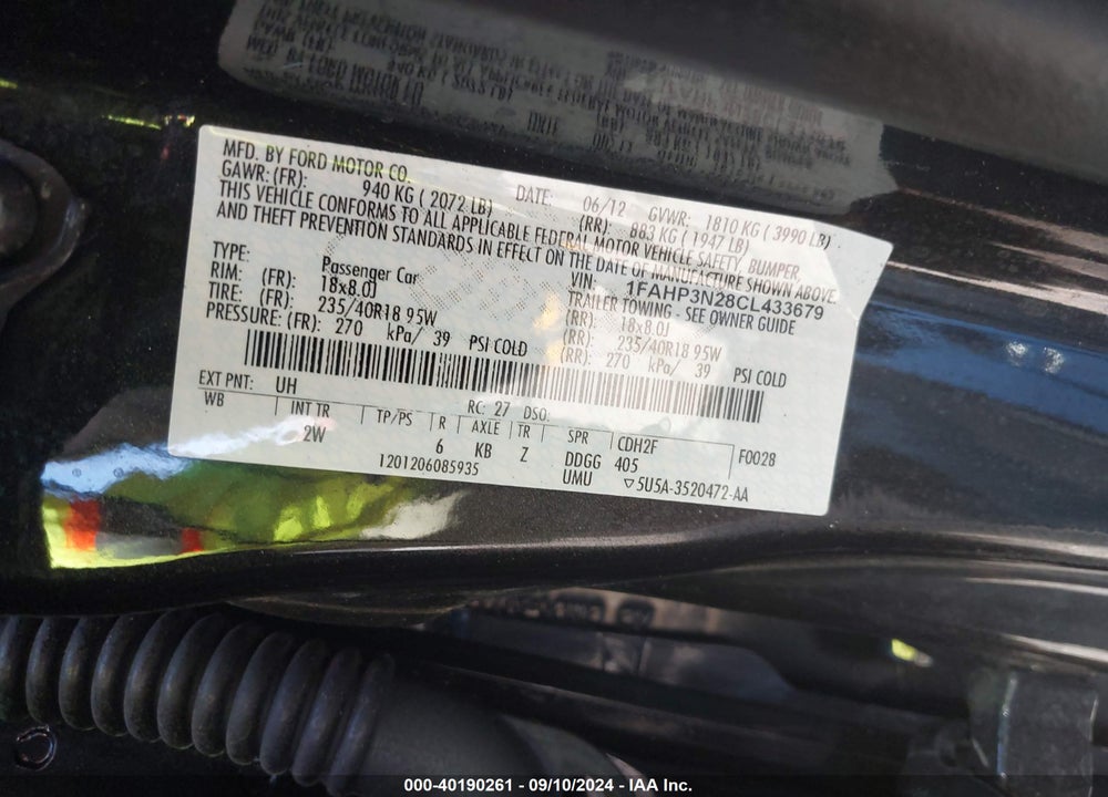 2012 FORD FOCUS TITANIUM VIN: 1FAHP3N28CL433679