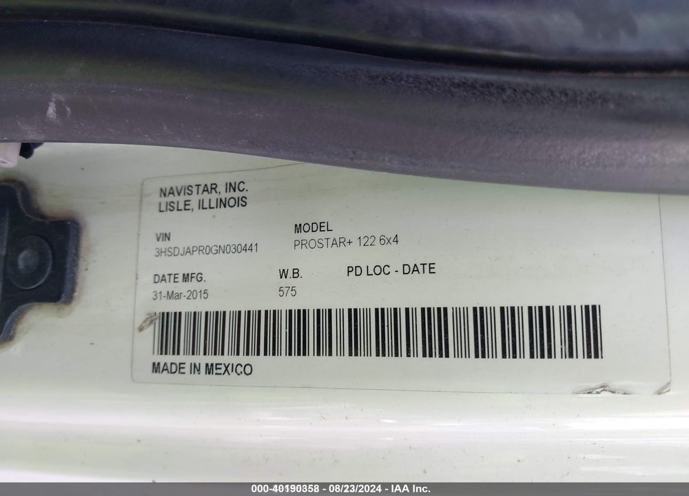 2016 INTERNATIONAL PROSTAR VIN: 3HSDJAPR0GN030441