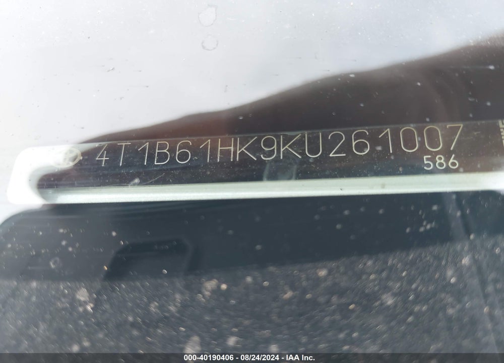 2019 TOYOTA CAMRY XSE VIN: 4T1B61HK9KU261007