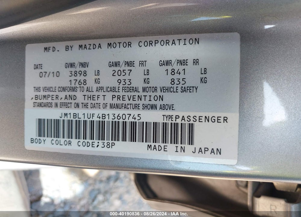 2011 MAZDA 3 I SPORT VIN: JM1BL1UF4B1360745