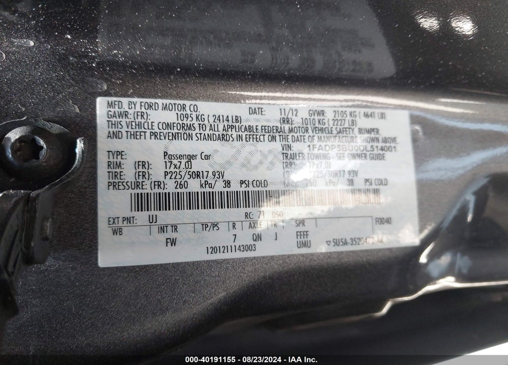 2013 FORD C-MAX HYBRID SEL VIN: 1FADP5BU0DL514001