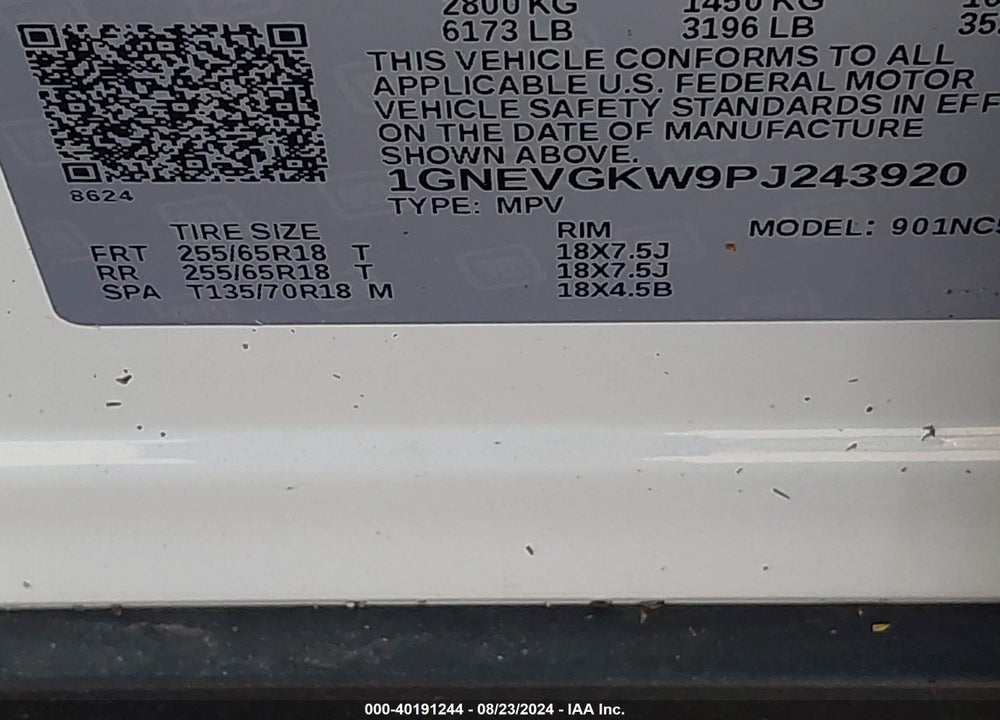 2023 CHEVROLET TRAVERSE AWD LT CLOTH VIN: 1GNEVGKW9PJ243920