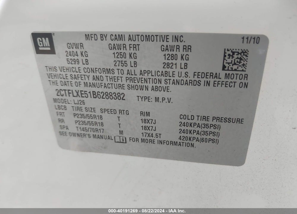 2011 GMC TERRAIN SLT-2 VIN: 2CTFLXE51B6288382