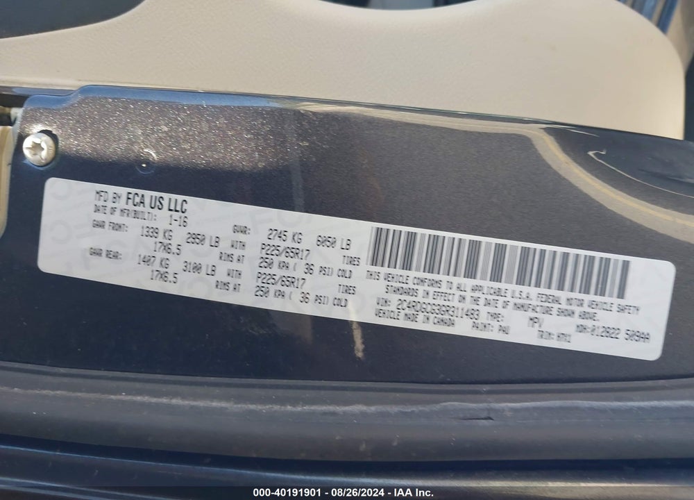 2016 DODGE GRAND CARAVAN SXT VIN: 2C4RDGCG3GR311483